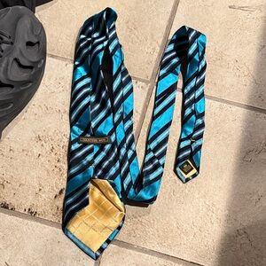Countless Mara Blue and Black Silk Striped Tie